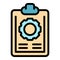 Wheel work clipboard icon color outline vector