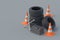 Wheel wrench, tyres, battery and road cones
