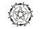 Wheel of the Year is an annual cycle of seasonal festivals. Wiccan calendar and holidays. Compass with pentagram with flowers