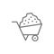 Wheelbarrow cart line icon.