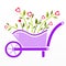 Wheelbarrow with fantasy flowers