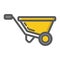 Wheelbarrow filled outline icon, build and repair