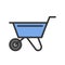 Wheelbarrow, Filled outline icon, handyman tool and equipment set