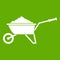 Wheelbarrow loaded with soil icon green