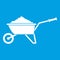 Wheelbarrow loaded with soil icon white