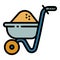 Wheelbarrow sand icon, outline style