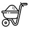 Wheelbarrow sand icon, outline style