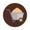 Wheelbarrow soil agriculture work equipment farm cartoon block and flat icon