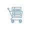 Wheelbarrow in the supermarket line icon concept. Wheelbarrow in the supermarket flat vector symbol, sign, outline