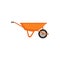 Wheelbarrow yellow garden vector tool equipment. Gardening equipments concept. Agriculture cart wheel cartoon farm. Stock vector