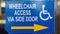 Wheelchair Access Sign On A City Shop Window