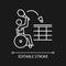 Wheelchair badminton white linear icon for dark theme