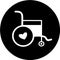 Wheelchair in black circle icon. Attractive, beautifully and faithfully designed wheelchair Icon. Wheelchair, handicapped or acces