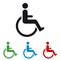 Wheelchair - Colourful Vector Icons - Isolated On White