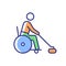 Wheelchair curling RGB color icon