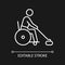Wheelchair curling white linear icon for dark theme