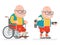 Wheelchair Grandfather Active Lifestyle Roller Skate Adult Sports Healthy Old Age Man Character Cartoon Flat Design
