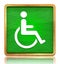 Wheelchair handicap icon chalk board green square button slate texture wooden frame concept isolated on white background with
