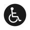Wheelchair handicap icon flat black round button vector illustration