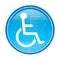 Wheelchair handicap icon floral blue round button