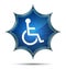 Wheelchair handicap icon magical glassy sunburst blue button