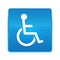 Wheelchair handicap icon shiny blue square button