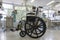 Wheelchair in  intensive care unit in hospital,  a place where can be treated patients with pneumonia caused by coronavirus covid