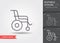 Wheelchair. Linear medical symbols with editable stroke