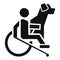 Wheelchair man dog guide icon, simple style