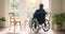 Wheelchair, old man or thinking of memory by window in nursing home or retirement with depression. Nostalgia, sad or