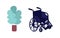 Wheelchair and plant flat color vector objects set