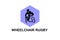 wheelchair rugby sport vector line icon. an athlete playing wheelchair rugby.