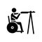 Wheelchair shooting black glyph icon