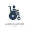 wheelchair side view icon in trendy design style. wheelchair side view icon isolated on white background. wheelchair side view