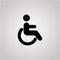 Wheelchair sign vector icon. Disabled person icon. Human on wheelchair sign. Patient transportation symbol