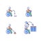 Wheelchair sports RGB color icons set