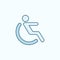 Wheelchair symbol field outline icon. Element of medicine physiotherapy of legs icon. Thin line icon for website design and