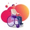 Wheelchair user character creation . artoon flat-style infographic illustration.