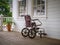 Wheelchairs parked in front of the house