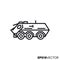 Wheeled armored personnel carrier vector line icon