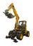 Wheeled excavator designed for the development of soils and bulk materials