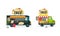 Wheeled Food Truck Selling Mexican Taco as Street Snack Restaurant Vector Set
