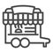 Wheeled stall line icon. Wheel market, food trolley or street kiosk symbol, outline style pictogram on white background