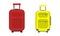 Wheeled Suitcase or Luggage Bag as Container Personal Items Storage in Travelling and Tourism Vector Set