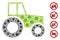 Wheeled Tractor Mosaic of Covid Virus Icons