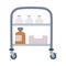 Wheeled Trolley with Drugs and Medication as Medical Equipment and Assistance Device Vector Illustration