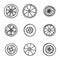 Wheels icons set. isolated objects silhouettes