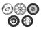 Wheels sketch engraving vector illustration