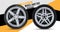 Wheels and tires package. Realistic vector. A set of winter and summer car tires. Car wheel with alloy rims.  Wheel parts. Tire se