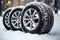 Wheels with winter tires, built to tackle snow and harsh conditions